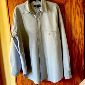Ralph Lauren mens light blue shirt. 100% Cotton. 1XB, Big, classic Fit.
